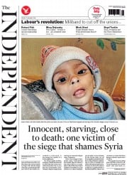 The Independent (UK) Newspaper Front Page for 17 January 2014