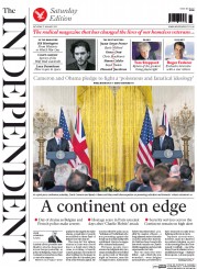 The Independent (UK) Newspaper Front Page for 17 January 2015