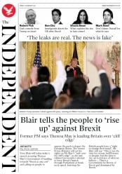 The Independent (UK) Newspaper Front Page for 17 February 2017