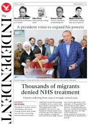 The Independent (UK) Newspaper Front Page for 17 April 2017