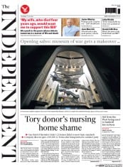 The Independent Newspaper Front Page (UK) for 17 July 2014