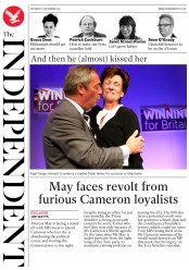 The Independent (UK) Newspaper Front Page for 17 September 2016