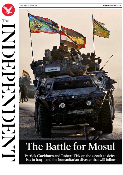 The Independent Newspaper Front Page (UK) for 18 October 2016