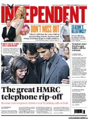 The Independent Newspaper Front Page (UK) for 18 December 2012