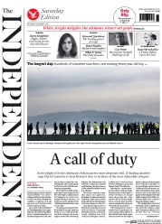 The Independent Newspaper Front Page (UK) for 18 January 2014