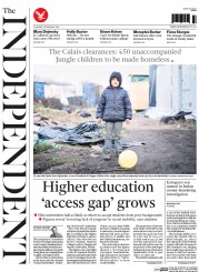The Independent (UK) Newspaper Front Page for 18 February 2016