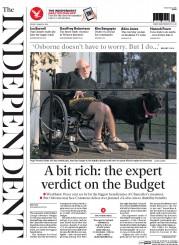 The Independent (UK) Newspaper Front Page for 18 March 2016