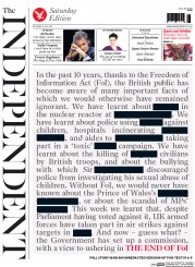 The Independent (UK) Newspaper Front Page for 18 July 2015