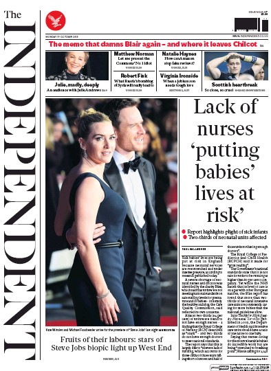 The Independent Newspaper Front Page (UK) for 19 October 2015