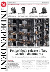 The Independent (UK) Newspaper Front Page for 19 October 2017