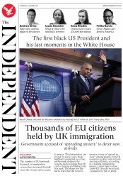 The Independent (UK) Newspaper Front Page for 19 January 2017