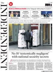 The Independent Newspaper Front Page (UK) for 19 February 2015