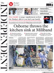 The Independent (UK) Newspaper Front Page for 19 March 2015