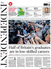 The Independent (UK) Newspaper Front Page for 19 August 2015