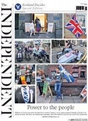 The Independent Newspaper Front Page (UK) for 19 September 2014