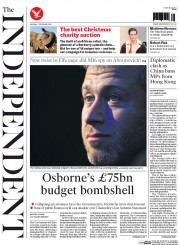 The Independent (UK) Newspaper Front Page for 1 December 2014