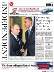 The Independent (UK) Newspaper Front Page for 1 December 2015