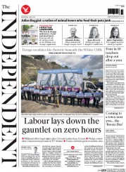 The Independent (UK) Newspaper Front Page for 1 April 2015