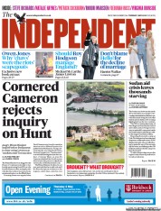 The Independent (UK) Newspaper Front Page for 1 May 2012