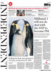 The Independent (UK) Newspaper Front Page for 1 May 2015