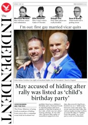 The Independent (UK) Newspaper Front Page for 1 May 2017