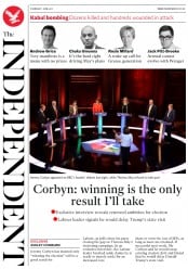 The Independent (UK) Newspaper Front Page for 1 June 2017