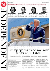 The Independent (UK) Newspaper Front Page for 1 June 2018