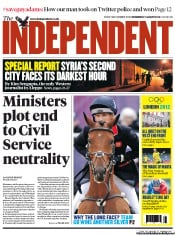 The Independent (UK) Newspaper Front Page for 1 August 2012