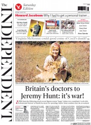 The Independent (UK) Newspaper Front Page for 1 August 2015