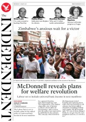 The Independent (UK) Newspaper Front Page for 1 August 2018