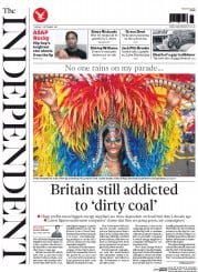 The Independent (UK) Newspaper Front Page for 1 September 2015