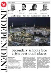 The Independent (UK) Newspaper Front Page for 1 September 2017