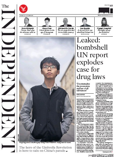 The Independent Newspaper Front Page (UK) for 20 October 2015