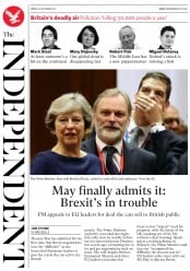 The Independent (UK) Newspaper Front Page for 20 October 2017