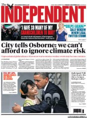 The Independent (UK) Newspaper Front Page for 20 November 2012