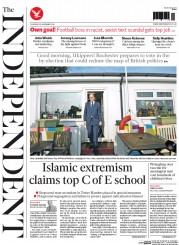 The Independent Newspaper Front Page (UK) for 20 November 2014