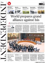The Independent (UK) Newspaper Front Page for 20 November 2015