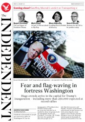 The Independent (UK) Newspaper Front Page for 20 January 2017
