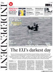 The Independent (UK) Newspaper Front Page for 20 April 2015