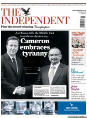 The Independent (UK) Newspaper Front Page for 20 May 2011