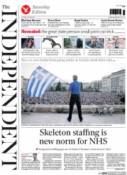 The Independent Newspaper Front Page (UK) for 20 June 2015