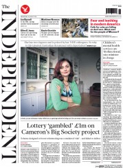 The Independent (UK) Newspaper Front Page for 20 August 2014