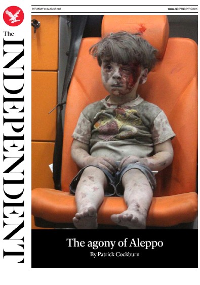 The Independent Newspaper Front Page (UK) for 20 August 2016