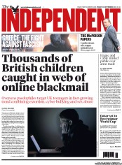 The Independent Newspaper Front Page (UK) for 20 September 2013