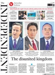 The Independent (UK) Newspaper Front Page for 20 September 2014