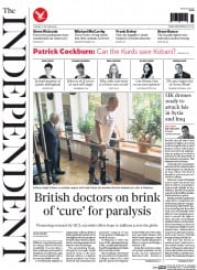 The Independent (UK) Newspaper Front Page for 21 October 2014
