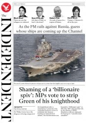 The Independent (UK) Newspaper Front Page for 21 October 2016