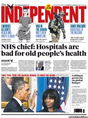 The Independent (UK) Newspaper Front Page for 21 January 2013