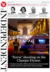 The Independent (UK) Newspaper Front Page for 21 April 2017