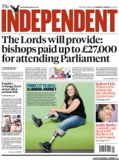 The Independent (UK) Newspaper Front Page for 21 June 2012